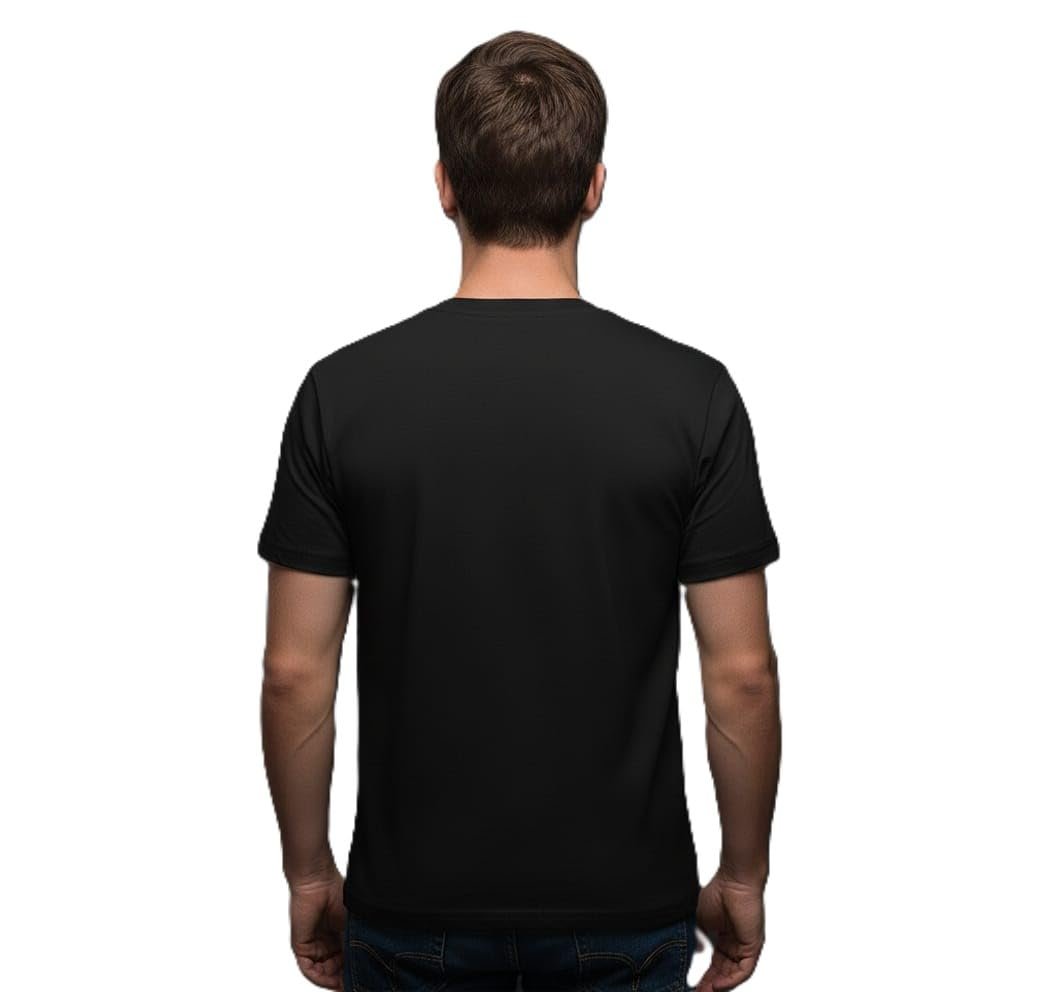 Men’s Cotton Blend Round Neck Half Sleeve Casual Graphic Printed T-Shirt “Clean Joy Nobility” Typography Design | Black - Image 2