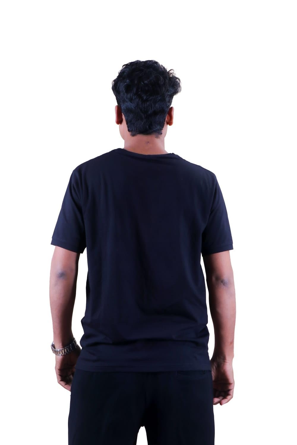 Tiny Town Men's Slim Fit Print Pattern Cotton Polyester Polo Neck Half Sleeve Casual T-Shirt- Size L Black - Image 2