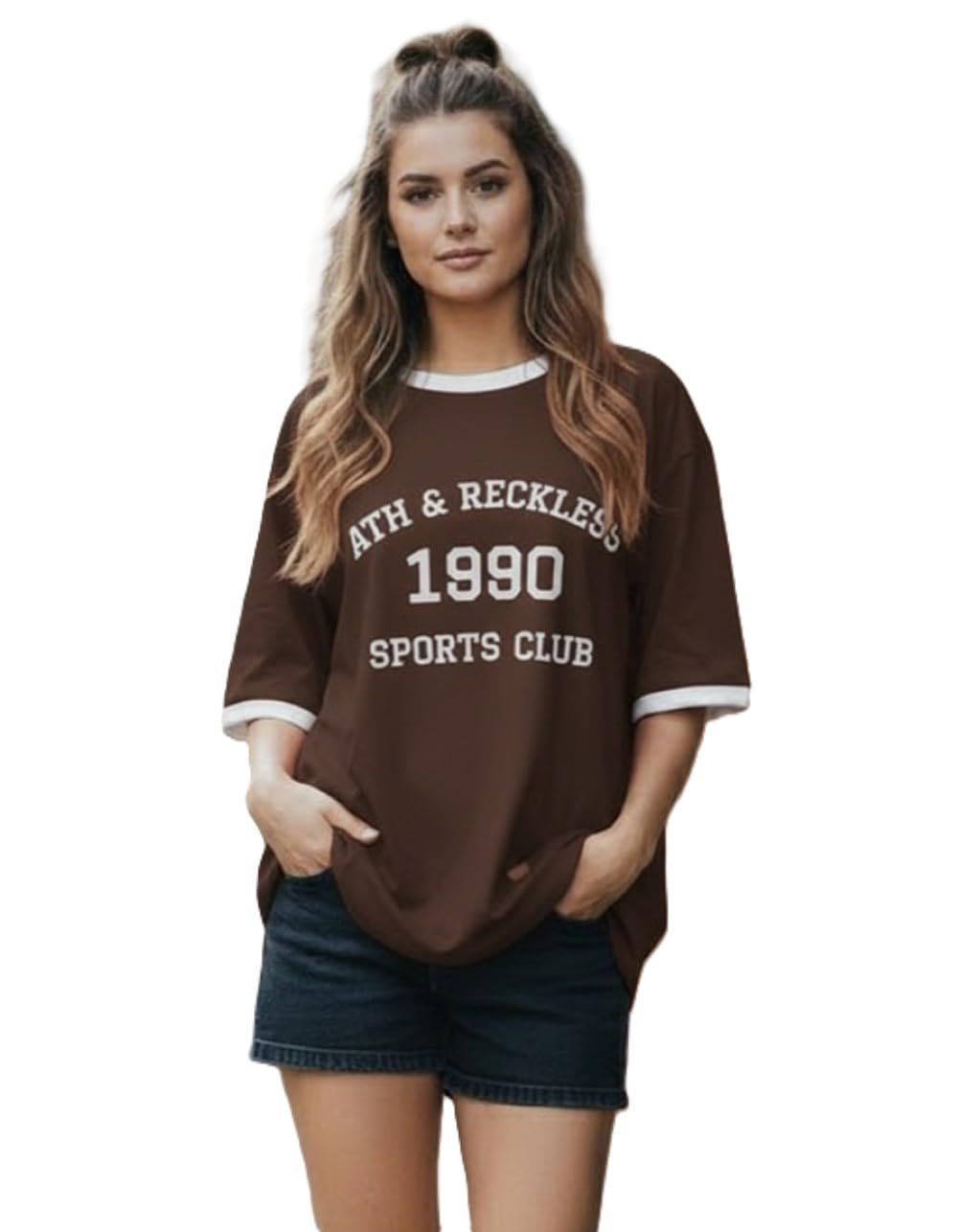 Tshirt for Women | Oversized Tshirt for Woman | Tops for Women Western | Women's Tops | Woman Tee Loose Fit Drop Shoulder Printed T-Shirt for Casual Summer College Travel