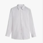 White Cotton Herringbone Formal Shirt SIZE M