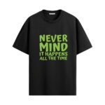 Never Mind Graphic Printed Cotton T-Shirt Black