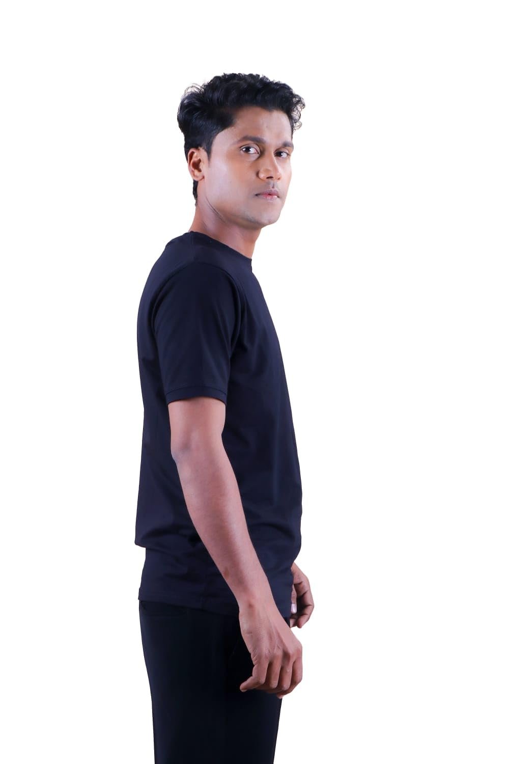 Tiny Town Men's Slim Fit Print Pattern Cotton Polyester Polo Neck Half Sleeve Casual T-Shirt- Size L Black - Image 4