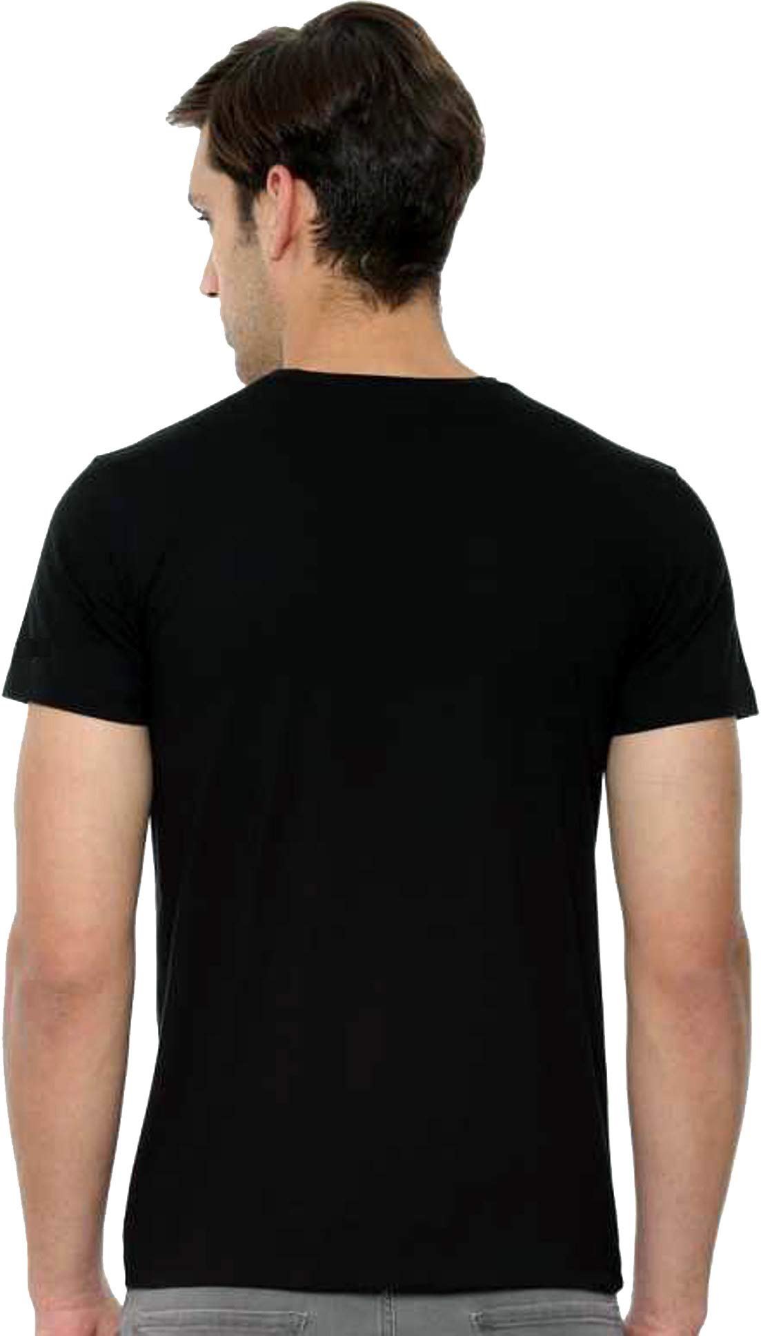 Men Polyester Minimalist Abstract Grid Pattern T-Shirt, Black, Round Neck, Half Sleeve (in, Alpha, Regular, Black) - Image 2