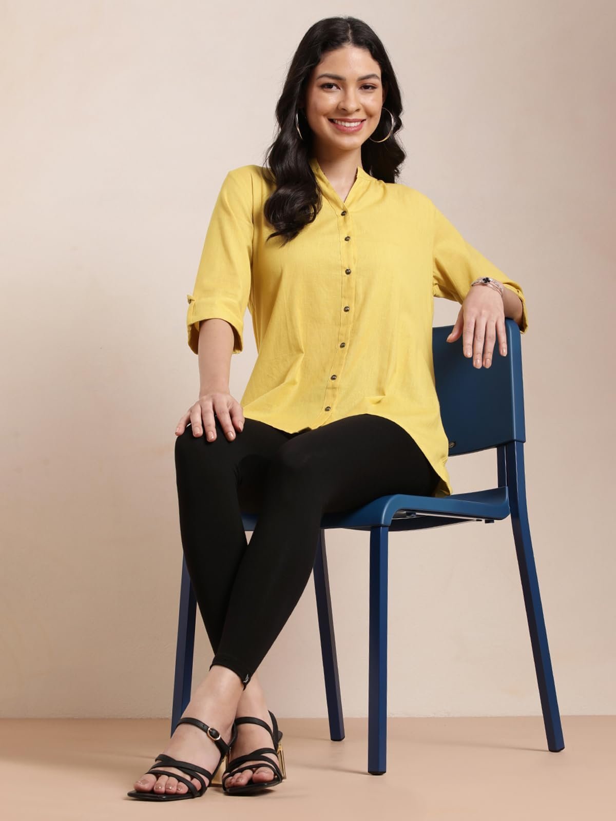 Ankle Leggings for Women | Super Stretchable Cotton Elastane Legging | Wide Waistband | Daily Casual & Kurti Wear Carbon Black - Image 2