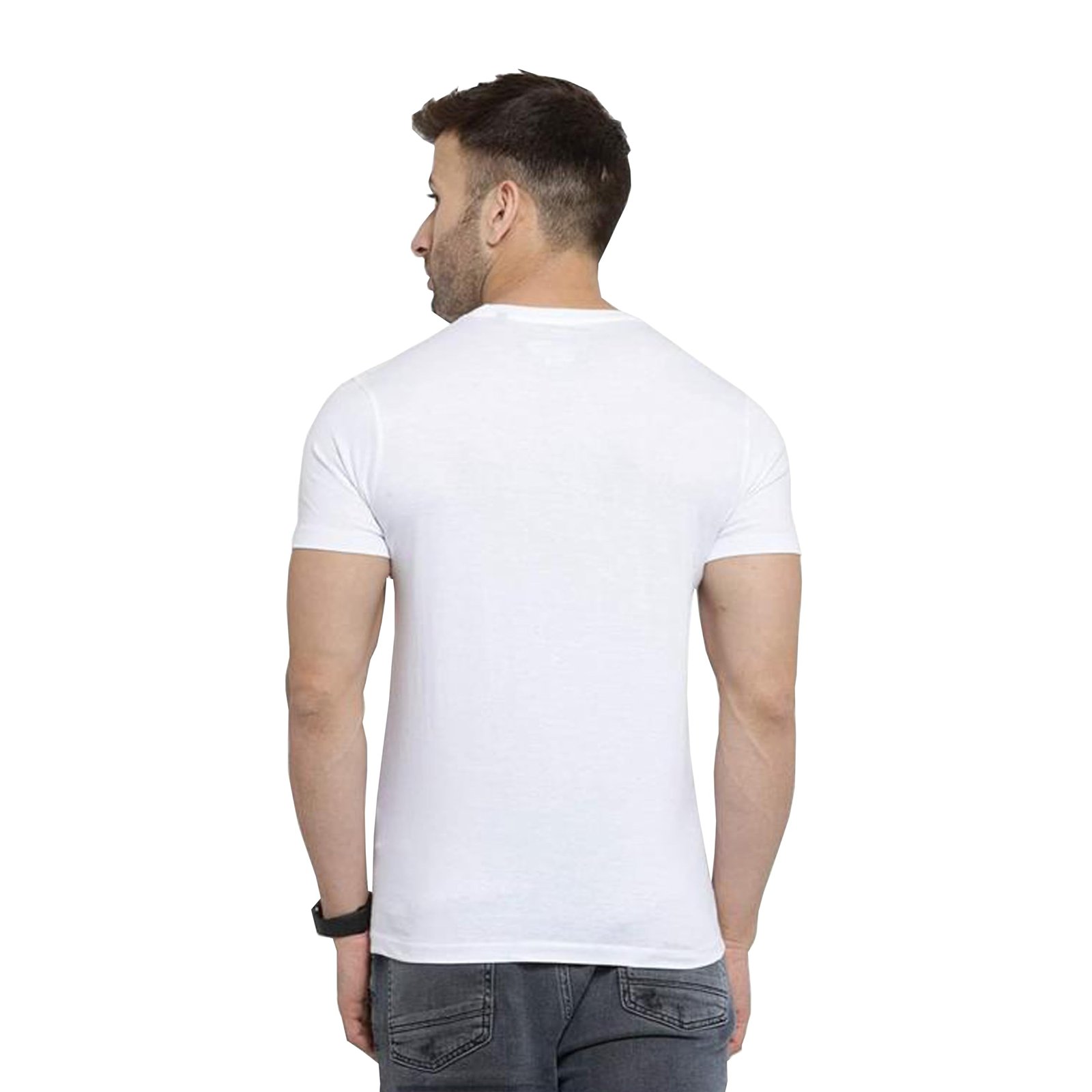 Men's Polyester Plain Black Polyster Compatebal T-Shirt, Crew Neck (In, Alpha, Regular, White) - Image 4