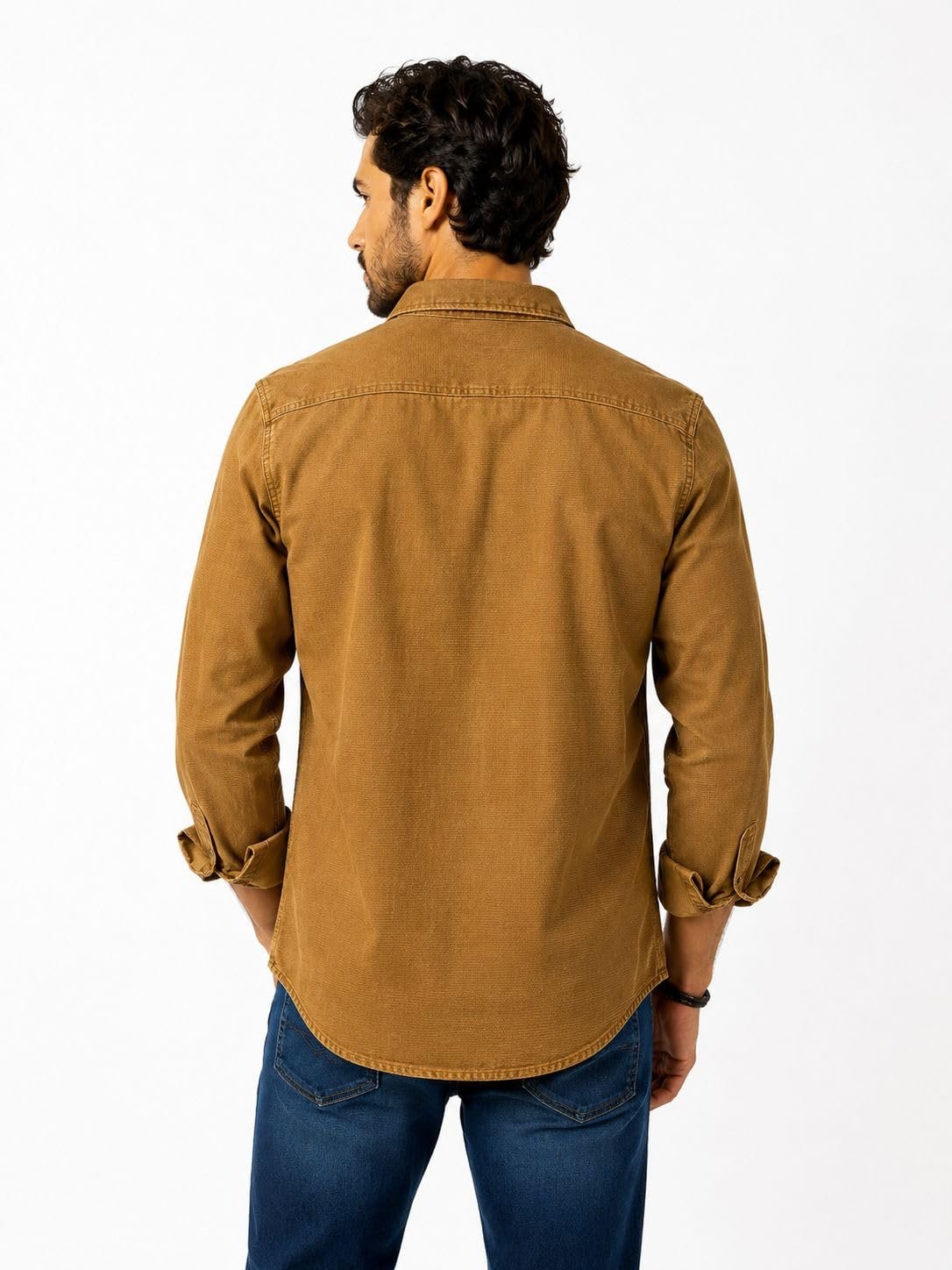 Zocaaro Men's Casual Shirt | Slim Fit Button Down Shirt for Men | Full Sleeve Collared Cotton Denim Shirt | Stylish Regular Casual & Formal Fashion Shirt (in, Alpha, Brown) - Image 2