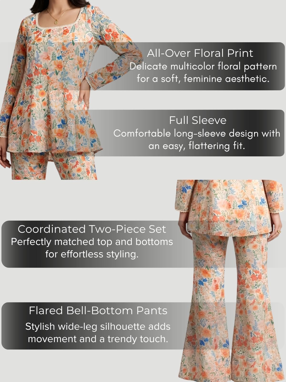 Women Printed Kurti Set with Sharara Pants | Ethnic Kurta Set for Women | Party Outfit Traditional Dress for Woman | Flared Palazzo Kurta Set - Image 2