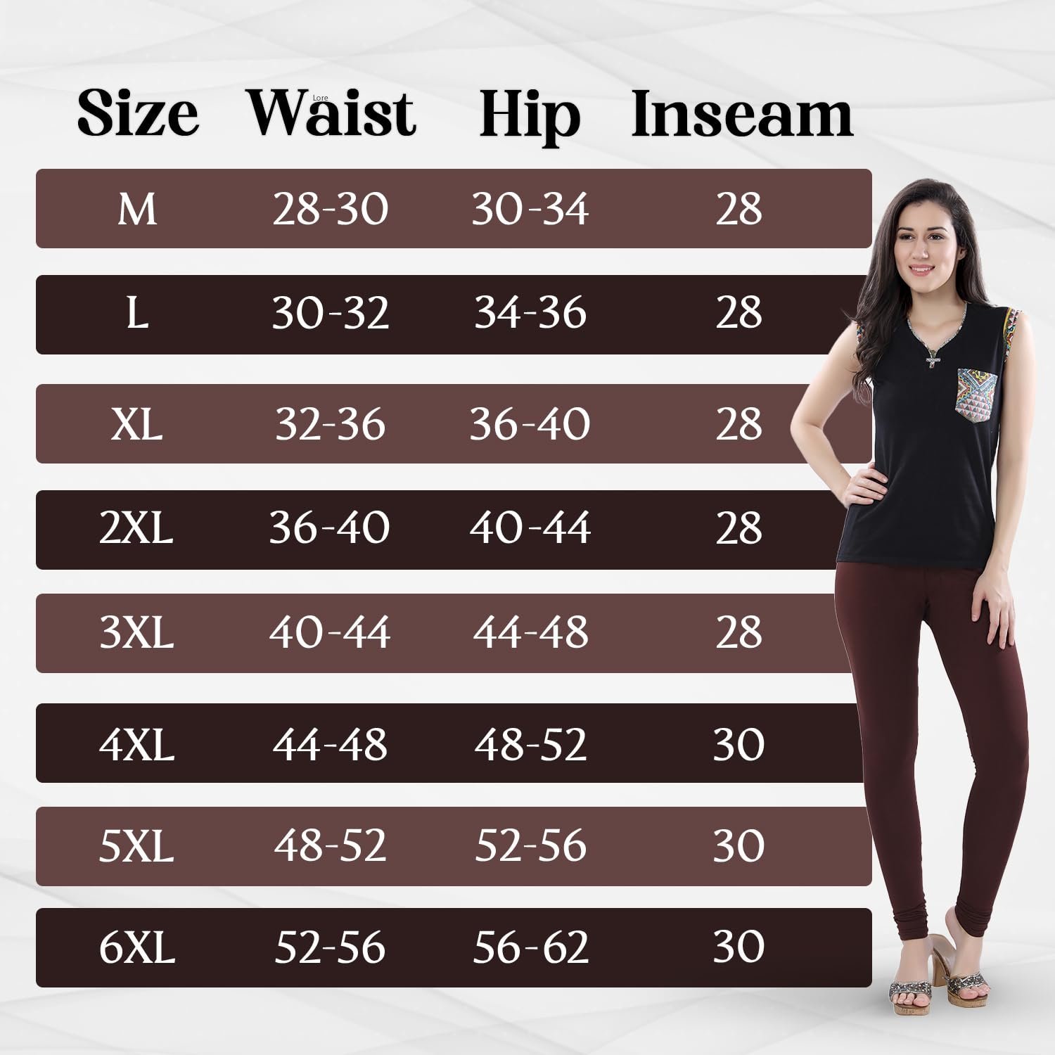 Women's Ultra Soft Cotton 4 Way Stretchable Churidar Solid Regular and Plus 20 Colours Leggings s and Girls -Size :-3XL, Colour - Brown, High Rise - Image 7
