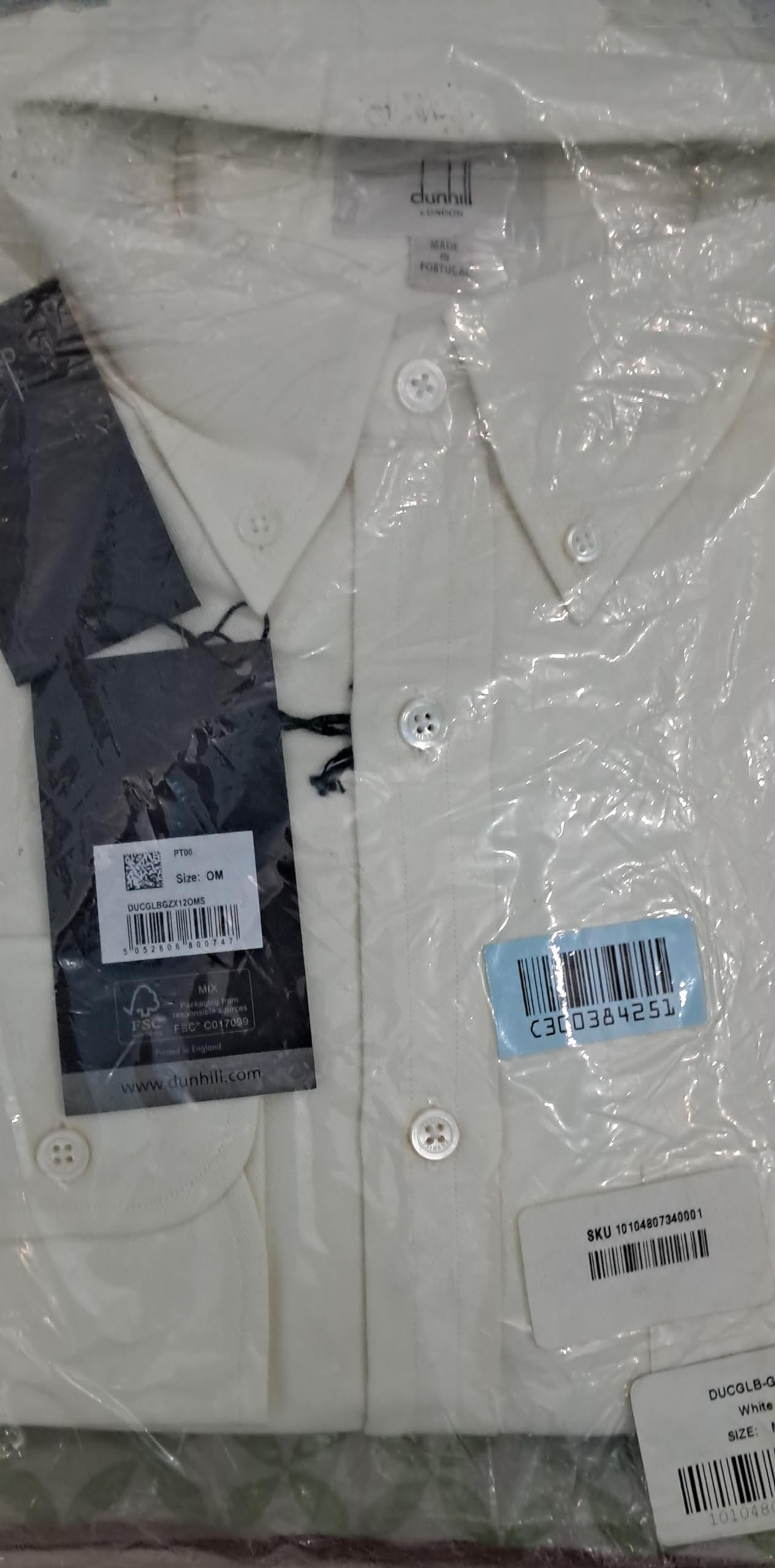 White Cotton Herringbone Formal Shirt SIZE M - Image 3