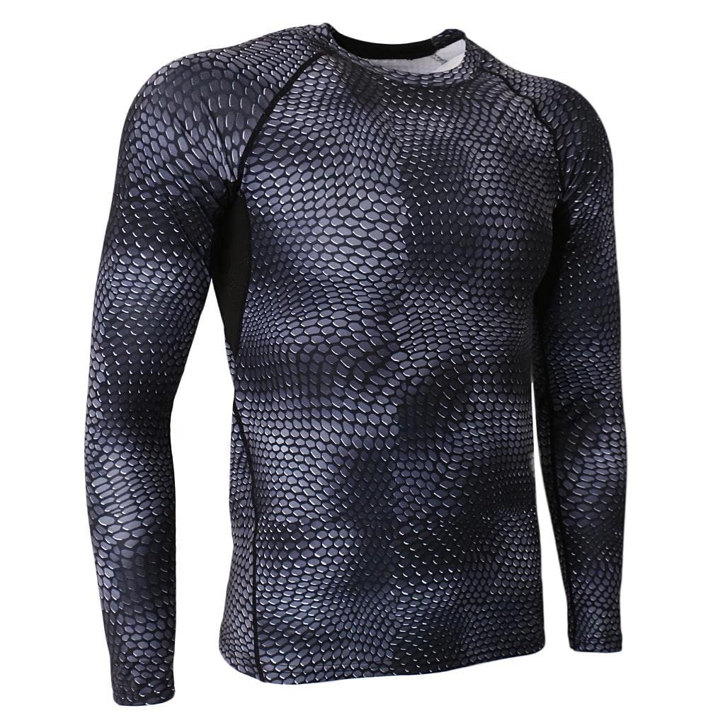 LOSA Men Running Tee Shirt Long Sleeve T-shirt Compression Gym Fitness Tops XL - Image 2