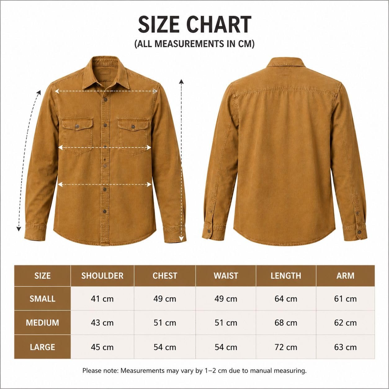 Zocaaro Men's Casual Shirt | Slim Fit Button Down Shirt for Men | Full Sleeve Collared Cotton Denim Shirt | Stylish Regular Casual & Formal Fashion Shirt (in, Alpha, Brown) - Image 4