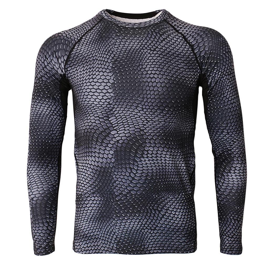 LOSA Men Running Tee Shirt Long Sleeve T-shirt Compression Gym Fitness Tops XL