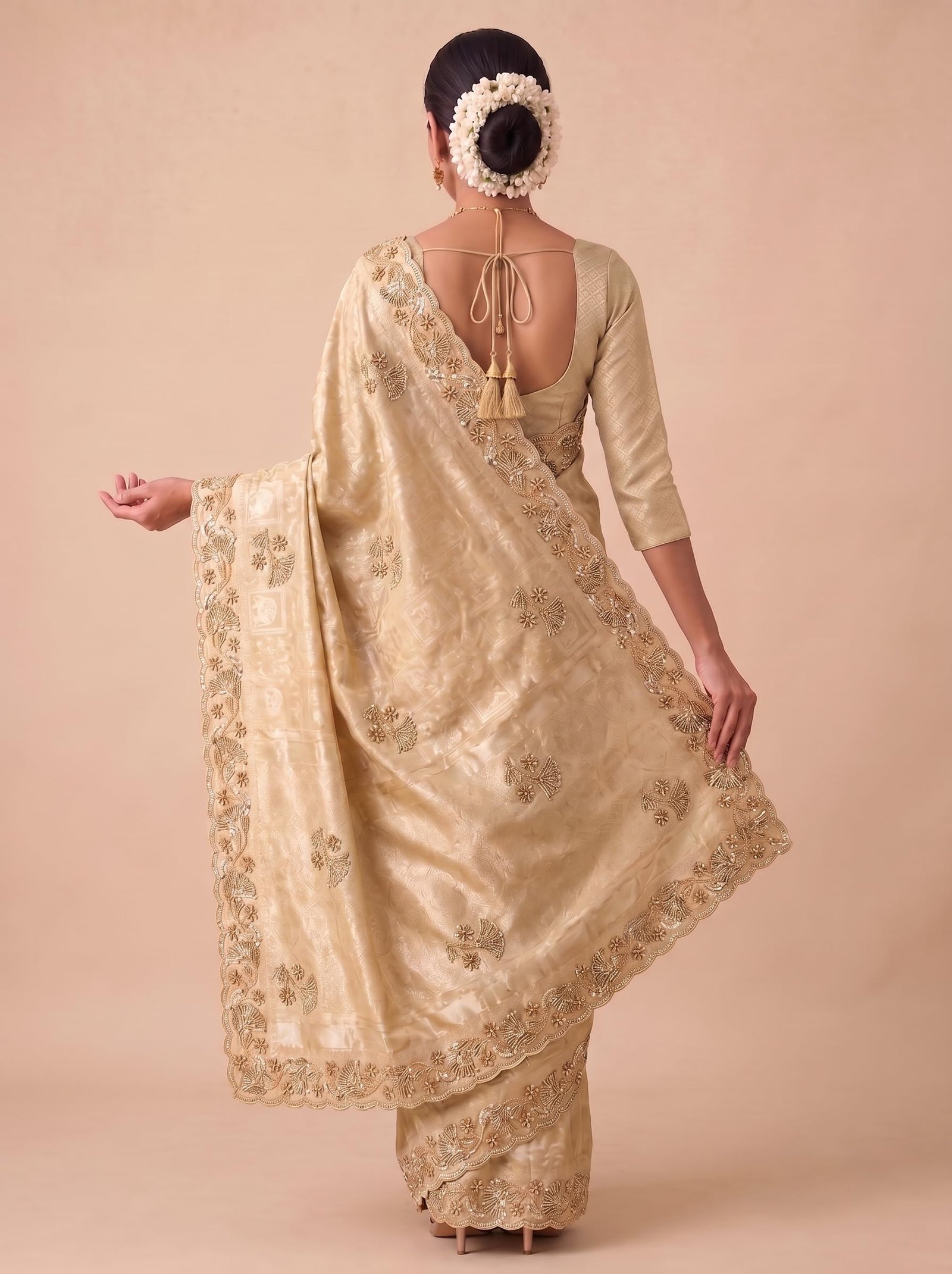 Women's Festive Banarasi Silk Embroidery Saree with Unstitched Banarasi Silk Blouse(6452_2) - Image 4