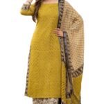 Women's Pure Cotton Straight Kurta Set with Palazzo Pants & Dupatta|Ethnic wear|Kurta Set for Women(TCK737-N, Yellow, 3XL)