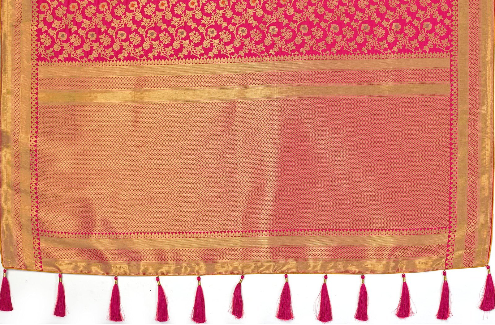 Women's Pure Kanjivaram Style Banarasi Soft Design Silk Saree With Blouse Piece For Wedding (45555 Rani Pink) - Image 8